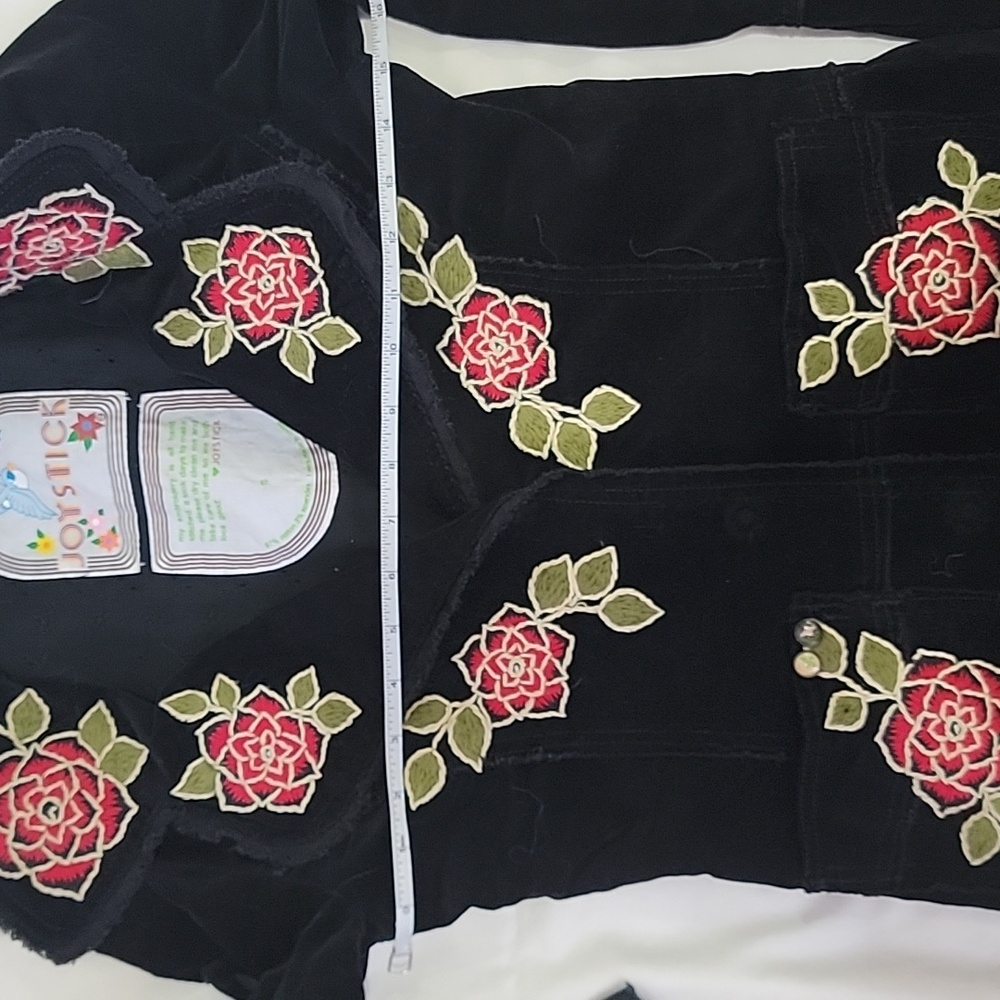Joystick By Johnny Was Black Corduroy Embroidered Skull Roses Blazer - Picture 7 of 9